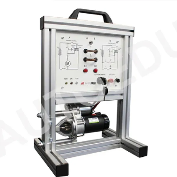Trainer didattico per lo studio dell’avviamento automobilistico a 12 V su stand in alluminio